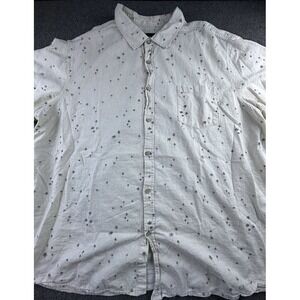 Winston Shirt Mens 4XLT Beige Palm Trees Button Up Linen‎ Short Sleeve Hawaiian